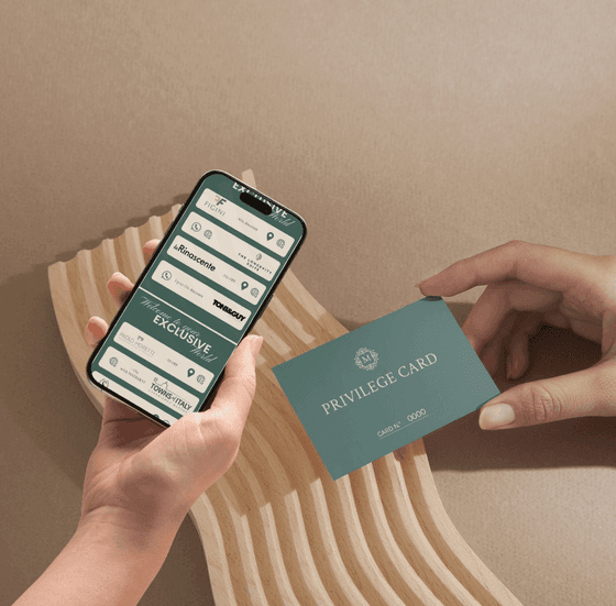 foto dell'app e della Privilege Card del Matilde Boutique Hotel